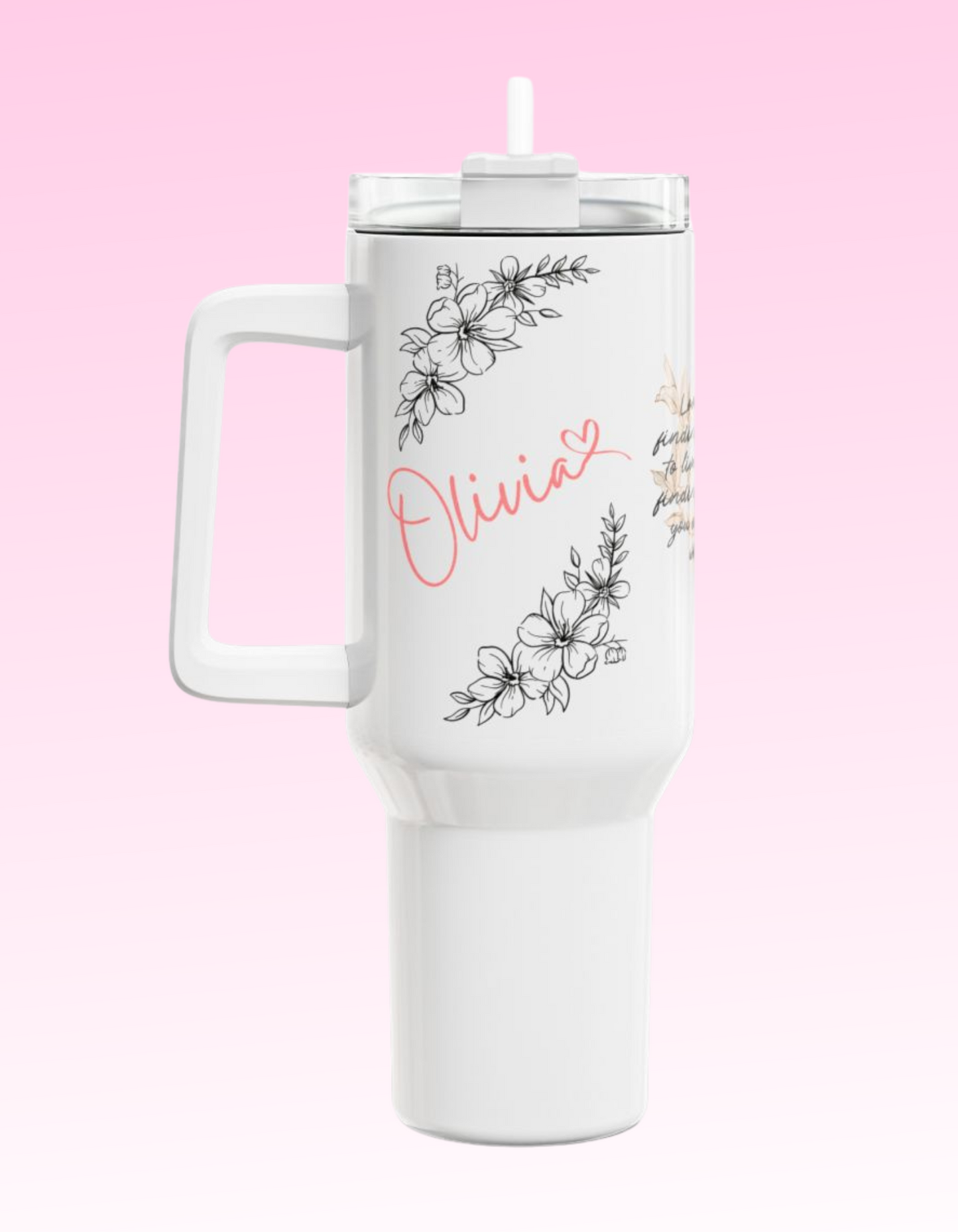 Personalized Name Tumbler , Motivational Quote- 40oz Inspirational Drinkware