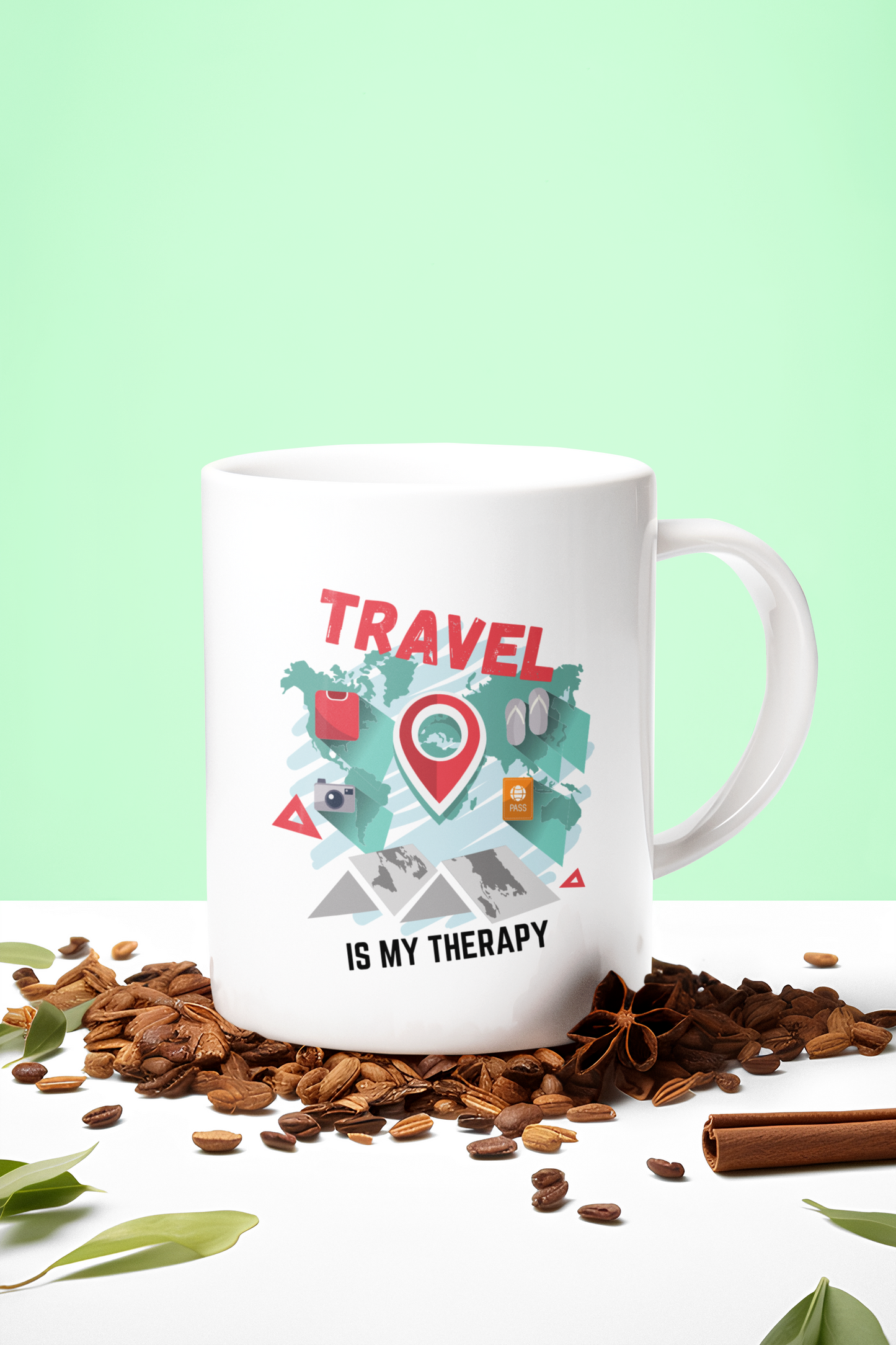 TRAVEL IS MY THERAPY - 11oz Ceramic Cup