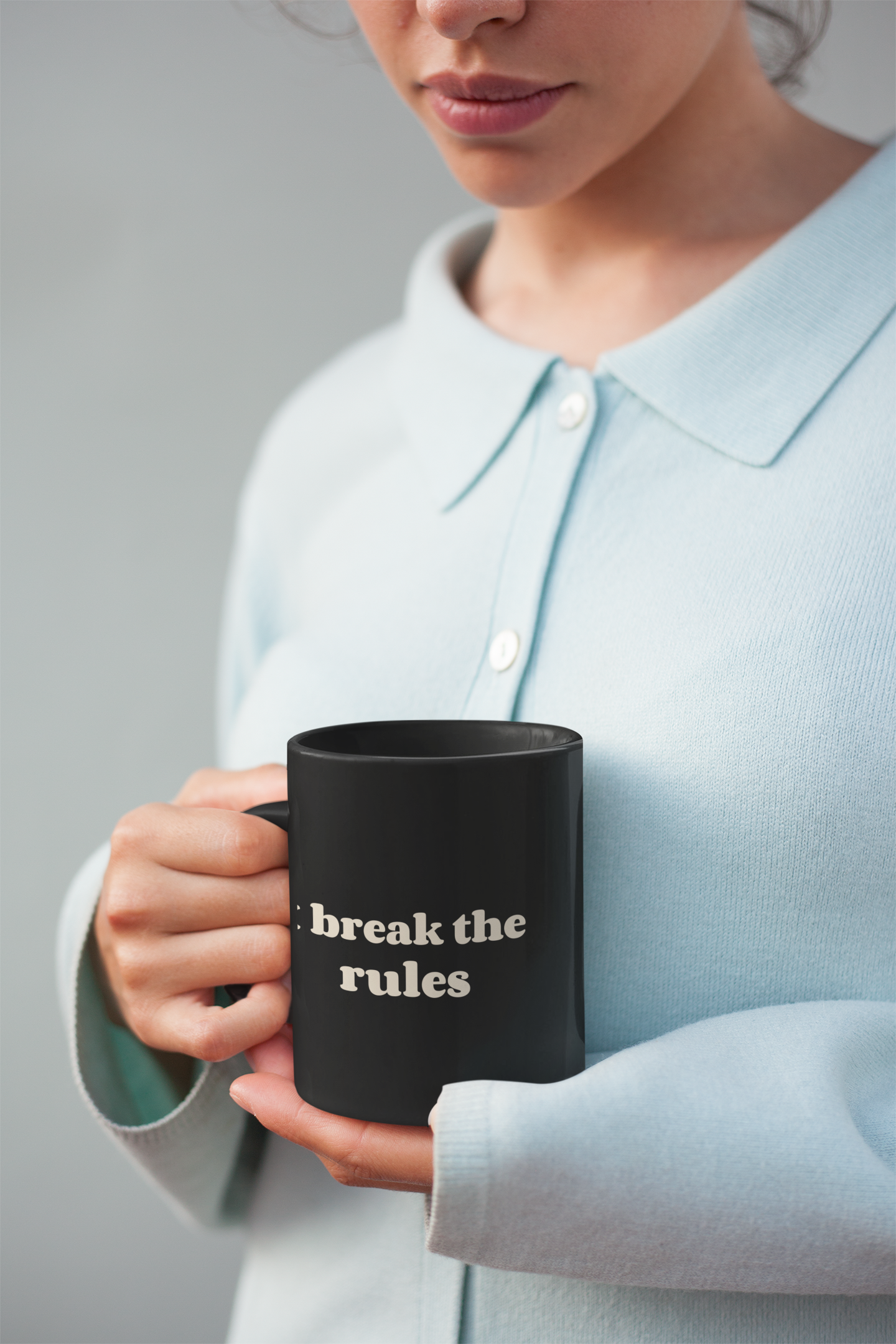 Black Mug with 'Break the Rules' Design - Perfect Gift for Creative Minds