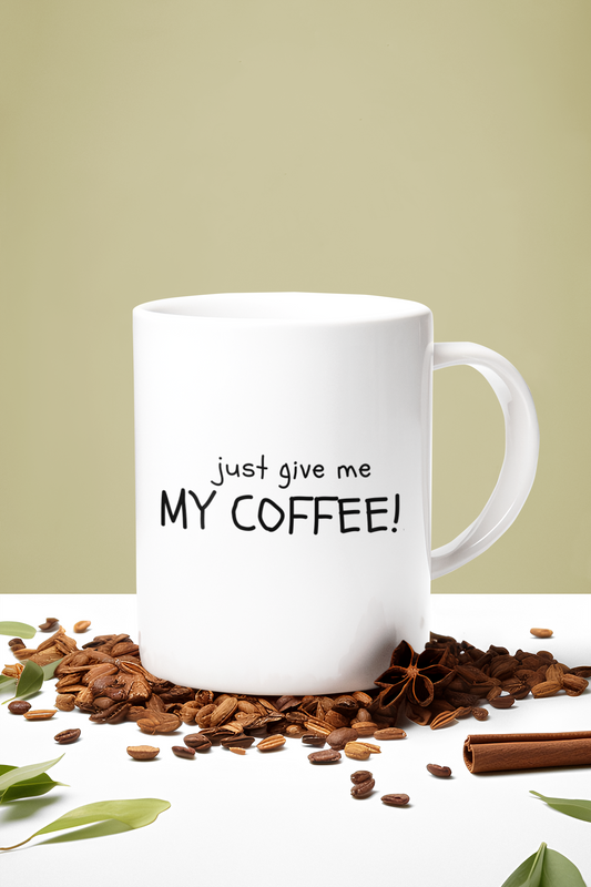 Panda Coffee Mug - 'Just Give Me My Coffee' - Cute 11oz Ceramic Cups for Animal Lovers